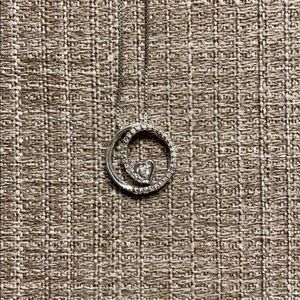 Sterling silver & diamond circle heart necklace